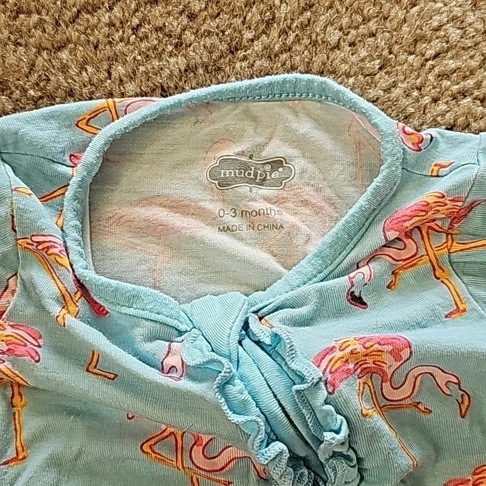 Bamboo Flamingo Ruffled Zip Up Footie 0 3M